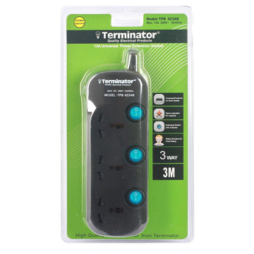 المنهي 3 طريقة مقبس تمديد الطاقة العالمي 3X1.25MM2 الجسم الأسود والأزرق التبديل 3M كابل 13A التوصيل Esma المعتمدة