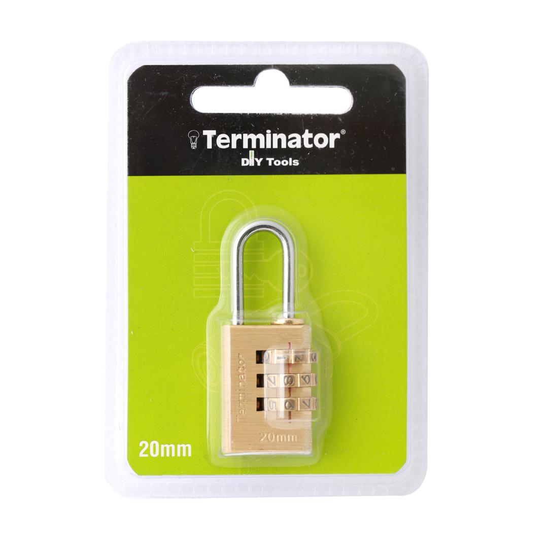 Terminator Brass Combination Pad Lock 20MM