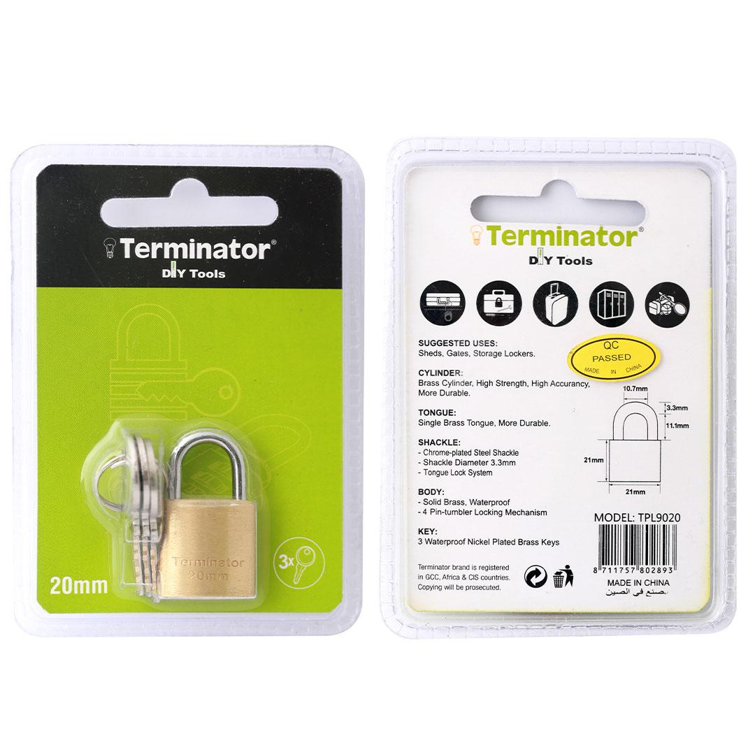 Terminator Brass Pad Lock 20MM